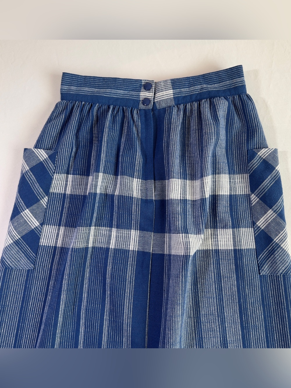 Vintage Cottage core Blue and White Plaid High Waisted Skirt - Picture 4 of 5